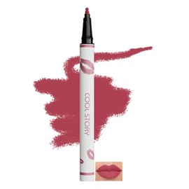 Cool Story Lip Liner Liquid - 2-in-1 Waterproof Matte Lip Stain Marker, Longwear Quick-Drying Liquid Lipstick Pen with Smudge Proof & Long-Lasting Formula (#10, Pack of 1)