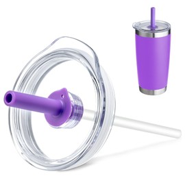 Prurex 20oz Tumbler Straw Lid, Replacement Lid for YETI Rambler 20 oz Tumbler,Spill-proof Lids Covers Fits 3.2" Diameter Tumblers (Purple)