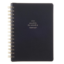 russell+hazel 2025 Vegan Leather Black Weekly Planner, 12 Month Calendar (January 2025 – December 2025), 5.875" x 8.25” (100614)