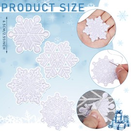 20 Pcs Snowflake Patches Christmas Embroidered Patches Christmas Iron on Patches Appliques Winter Sew on Fabric Patches for Clothing DIY Jackets Hats Gift Boxes Christmas Stockings Bag