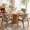 GOTMINSI Mid-Century Modern Linen Dining Chair with Arms, Solid Wood