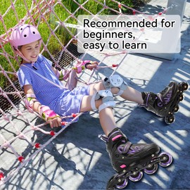 ECOO Inline Skates for Girls and Boys Ages 5-8 8-12 Light up Wheels, Adjustable Size Roller Skates Blades Kids Adult Women Outdoor