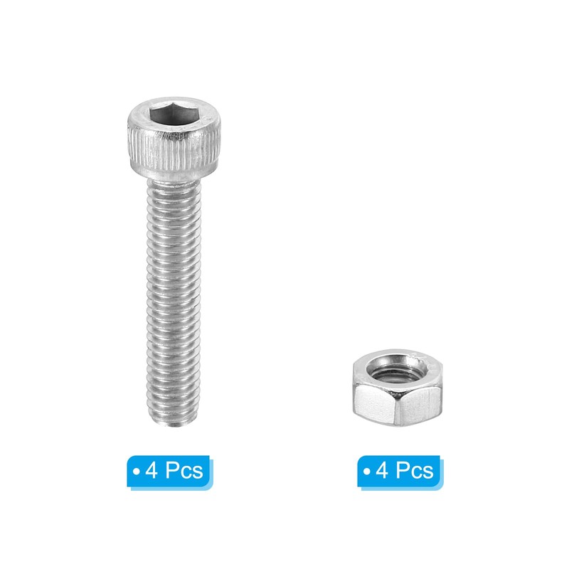 PATIKIL 4 Sets M6x30mm Hex Socket Screw Cylindrical Hollow Bolt