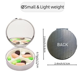 3 Compartments Detachable Mini Pill Case for Purse Pocket, Travel Pill Organizer, Small Portable Metal Pill Box with, Three Times a Day Pill Container for Men, Women and Children - Sunflower Cat