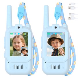 Mafiti Toys for 3 4 5 6 7 8 Year Old Boys Girls Mini Video Walkie Talkies for Kids 2 Pack Rechargeable 1000 Feet Range Birthday Indoor Outdoor (Blue+Blue)