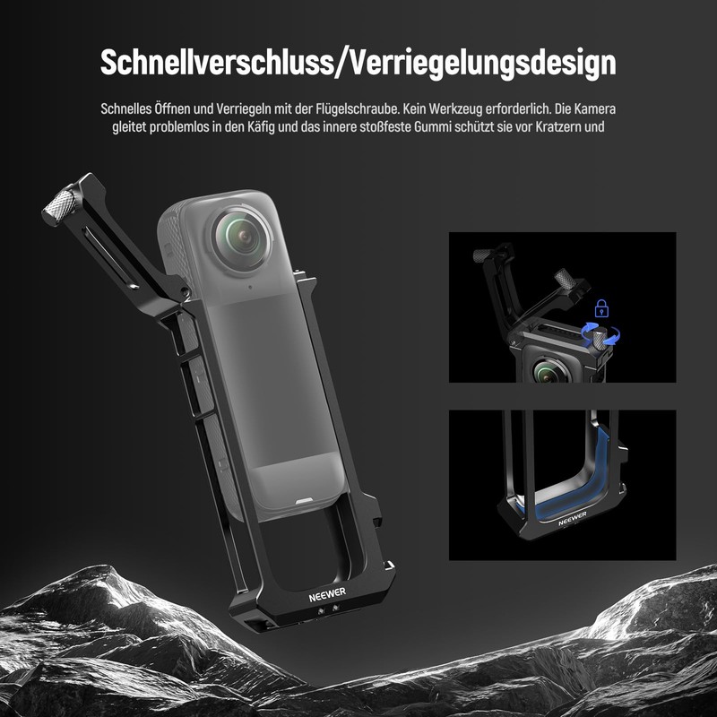 NEEWER X4 Action Camera Cage Case with Folding Fingers Compatible