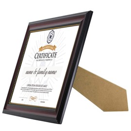 GraduationMall A4 Certificate Frame Diploma Frames Document Picture Holder Glass Wall & Tabletop Design,Mahogany with Gold Beaded