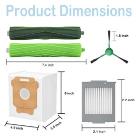 21-Pack Replacement Parts for Roomba Max 705 Vac/Plus 504 Vac Robot, for Roomba Max 705 Vac Accessories Kit Include 2 Main Brush, 6 Side Brush, 6 Dust Bag, 6 Filter