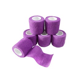 Transun Moo 6 Pack 2" x 5 Yards Self Adhesive Bandage Wrap Breathable Cohesive Vet Wrap for Pets, Elastic Self-Adherent Tape for Sports, Wrist, Ankle ( Purple)