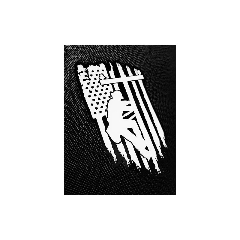 Lineman Linesman Electrical Power Line Pole American Flag Tech Sticker
