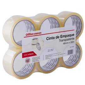 Office Depot Cinta Adhesiva de Empaque | 6 piezas | 50m x 4.8 cm | Transparente