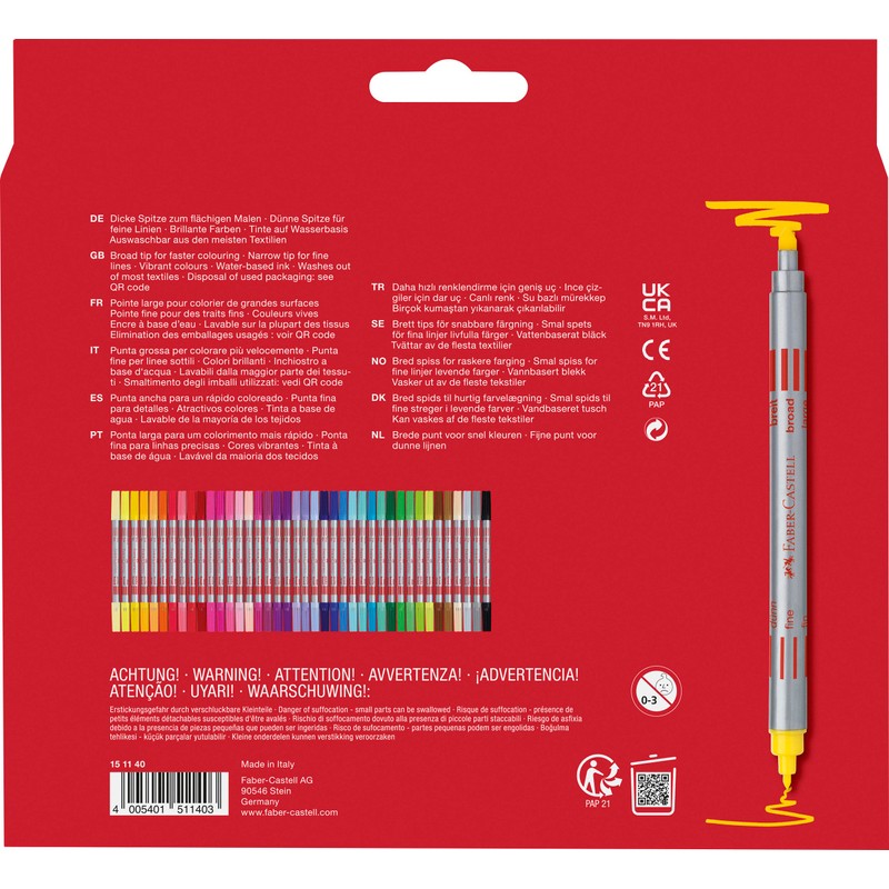 Faber-Castell 151140 Felt Tip Pens Set with 40 Double Fibre