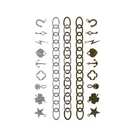 NYFASHION101 Temporary Decorative Jewelry Metallic Metal Tattoo Single Pack, Chains