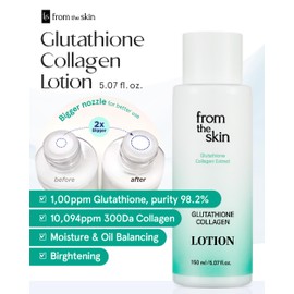 FROM THE SKIN Glutathione Collagen Lotion - Intense Hydration and Firming for Dry Skin, Radiance Boost, Fast-Absorbing, Non-Greasy with Panthenol & Lactobacillus Extract, 5.3 fl.oz.