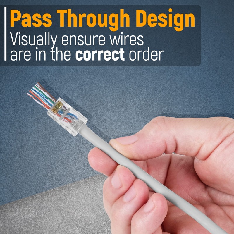 GTZ Cat5e RJ45 Pass Through Connector 50-Pack - EZ Cat
