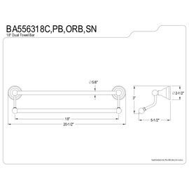 Kingston Brass BA556318C Royale 18-Inch Double Towel Bar, Polished Chrome