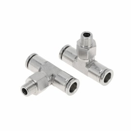 RATCHROLL Push to Connect Air Fittings 5/16" t Type Air Line Quick Joint 304 Stainless Steel 1/8"BSPT 2 Pcs Silver Tone