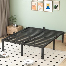 NKZ Queen Bed Frame, 14 Inch Heavy Duty Metal Platform with Mattress Slide Stopper, Steel Slat Support Noise Free, Non-Slip, No Box Spring Needed, Easy Assembly