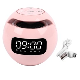 Bluetooth Clock Speaker Round Small Support Memory Card Wireless Alarm Clock Speaker with Radio Night Light