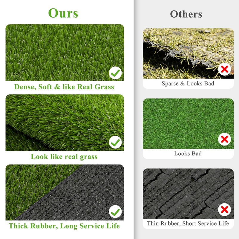 HEBE Artificial Grass Turf Rug 3'x5', Fake Grass Pee Pad