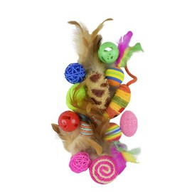 Fancy Pets Juguete Set Surtido Catch para Gato 12 Piezas Tamaño Chico Diferentes Materiales y Diseños Interactivos