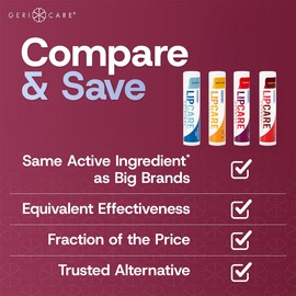 GeriCare Lip Balms – Hydrating and Nourishing Lip Moisturizers for Dry, Cracked Lips – Long-Lasting, Travel-Friendly Lip Care, Set of 4 (Original, Citrus, Berries, and Cherry) 4.2 g Each