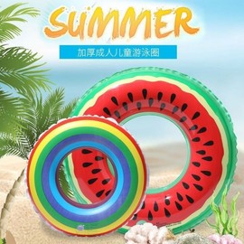 Summer Inflatable Thick Watermelon Rainbow Swimming Ring for Kids & Adults (Unisex) lf579 80 Watermelon Ring Pump [80-120] 5ea