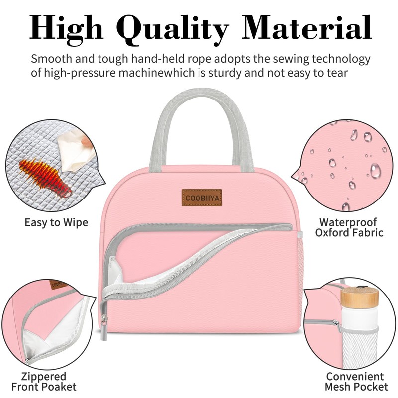 Coobiiya Lunch Bag for Women Men, Insulated Reusable Picnic Bag,