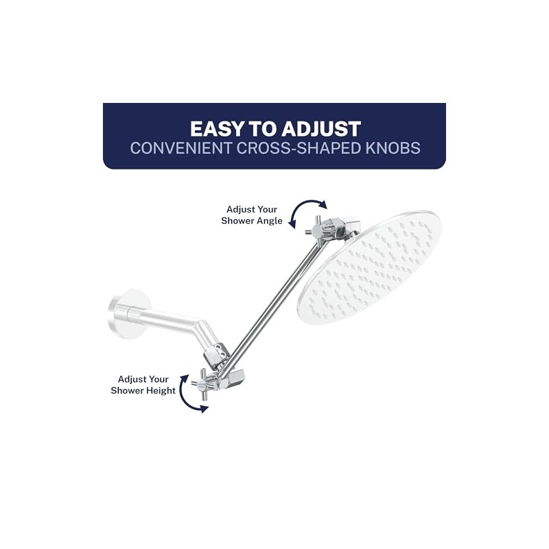 HammerHead Showers® Solid Metal 12-Inch Adjustable Shower Extension Arm –