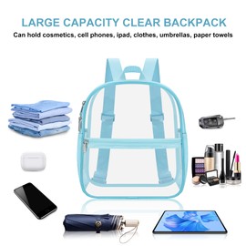 Oraben Small Clear Backpack for Stadium Events Stadium Backpack Waterproof 12x6x12 Clear Bag for Adult Concert Sport Work