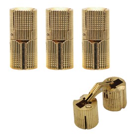 aufodara Pack of 4 Drilling Hinge Copper Barrel Hidden Hinge 180° Opening Angle Cylinder Brass Hinge for DIY Jewellery Box Hand Crafts and Cabinet Door (Diameter 14 mm)
