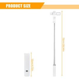 Extendable Mini Selfie Stick, Portable Selfie Stick in Pocket Size, Bluetooth Tripod, Tripod Smartphone for Vlog, Video Recording, Live Streaming (White)