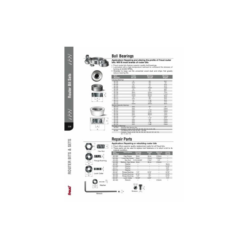 Freud 62-144 3/4-Inch OD by 3/16 ID Ball Bearing for