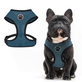 BINGPET No Pull Dog Harness,Soft Mesh Breathable All Weather Vest Harness,Safety Protection Design Durable Adjustable Step-in Easy Walk Dog Harness for Small Medium Large Dogs(DarkBlue,L)