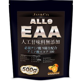 JAY&CO. アミノ酸スコア100 人工甘味料無添加 ALL9 EAA 必須アミノ酸 9種を全配合 (オレンジ, 500g)
