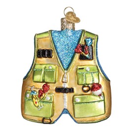 Old World Christmas Ornaments: Fishing Vest Glass Blown Ornaments for Christmas Tree (44091)