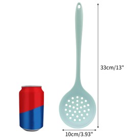 Jiozermi Silicone Slotted Spoon, Heat Resistant Kitchen Colander Spoon, Silicone Nonstick Large Skimmer Slotted Spoons for Cooking Frying Soup Draining (Green)