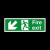 Fire Exit Arrow Left Down Sign 300mm x 100mm -
