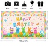 6x3.6ft Happy Easter Banner Cute Easter Bunny Style Backdrop for