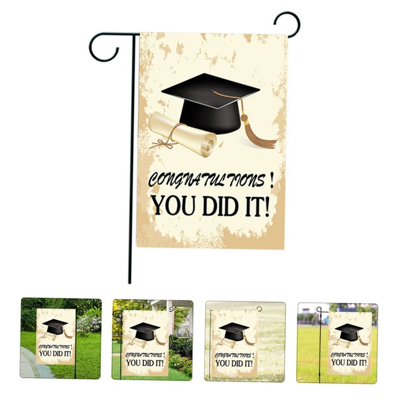 Mipcase 1pc Graduation Garden Flag Decorative Outdoor Banner Graduation Elements