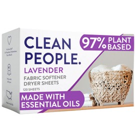 The Clean People Fabric Softener Sheets - Dryer Sheets - Softens & Removes Static - Vegan Laundry Softener With Essential Oils - Lavender, 120 Pack