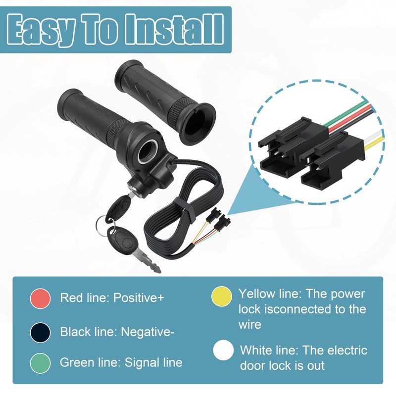 Full Twist Throttle Grip with 2 Keys,Fits