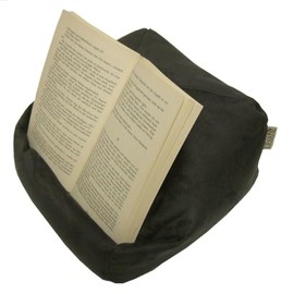 LESEfit soft Buchkissen Lesekissen – frei formbarer Buchhalter für Bett - Handgefertigt aus Antirutsch Wildlederimitat & Mikroperlen – weich waschbar drehbar – anthrazit schwarz