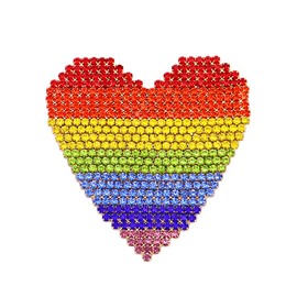 Rosemarie & Jubalee Women's Stunning Rainbow Love Crystal Rhinestone Heart Jewelry Pieces Pride Friendship Gifting (Brooch Pin, 2.5")