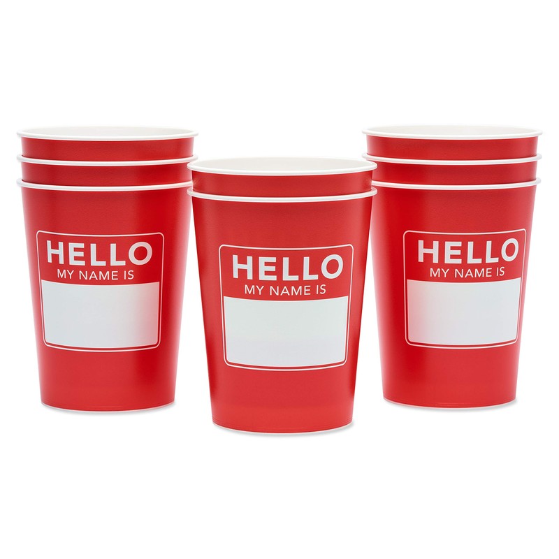 American Greetings 22 oz. Party Cups, Hello My Name Is