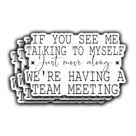 3Pcs If You See Me Talking to Myself We're Having A Team Meeting Funny Quotes Vinyl Stickers Durable for Laptops Water Bottles Phones Tumblers Notebooks Cars Mugs Size 3 x 1.9 Inch