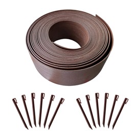 Landscape Edging Coil Kit 4 Inch High Terrace Board with 12 10-inch Spikes，40 FEET, Brown