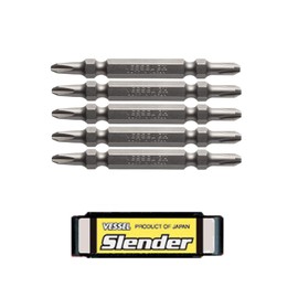 VESSEL BW-180 Double-Ended Slender Bit Belt Set +0.08 x 2.6 inches (2 x 65 mm), 5 Pieces