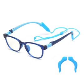 JM Kids Blue Light Glasses, Computer Gaming Grasses for Girls Boys Age 3-10, Anti Blue Ray TR90 Eyeglasses Blue Square Style