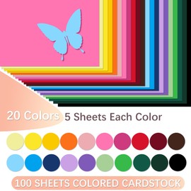 Ftumertly 100 Sheets Colored Cardstock Paper, 20 Assorted Colors Card Stock Paper, 180gsm/65lb Card Stock Colored Paper, Colored Scrapbook Paper for Crafting, Christmas DIY Card Making, Scrapbooking